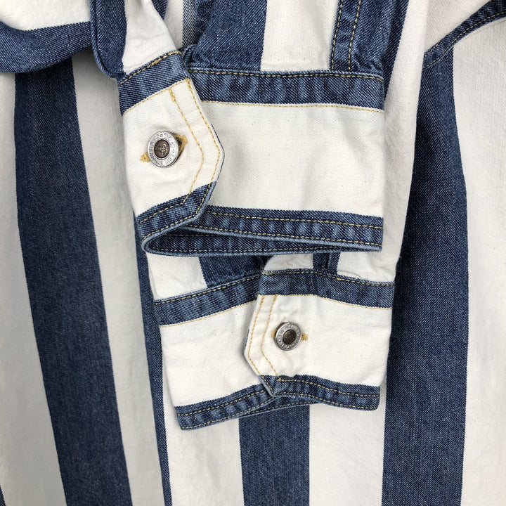Levi's SILVER TAB Stripe Pattern Long-Sleeve Denim Shirt, Men's Size M (approx.) cotton blue type Vintage Second Hand