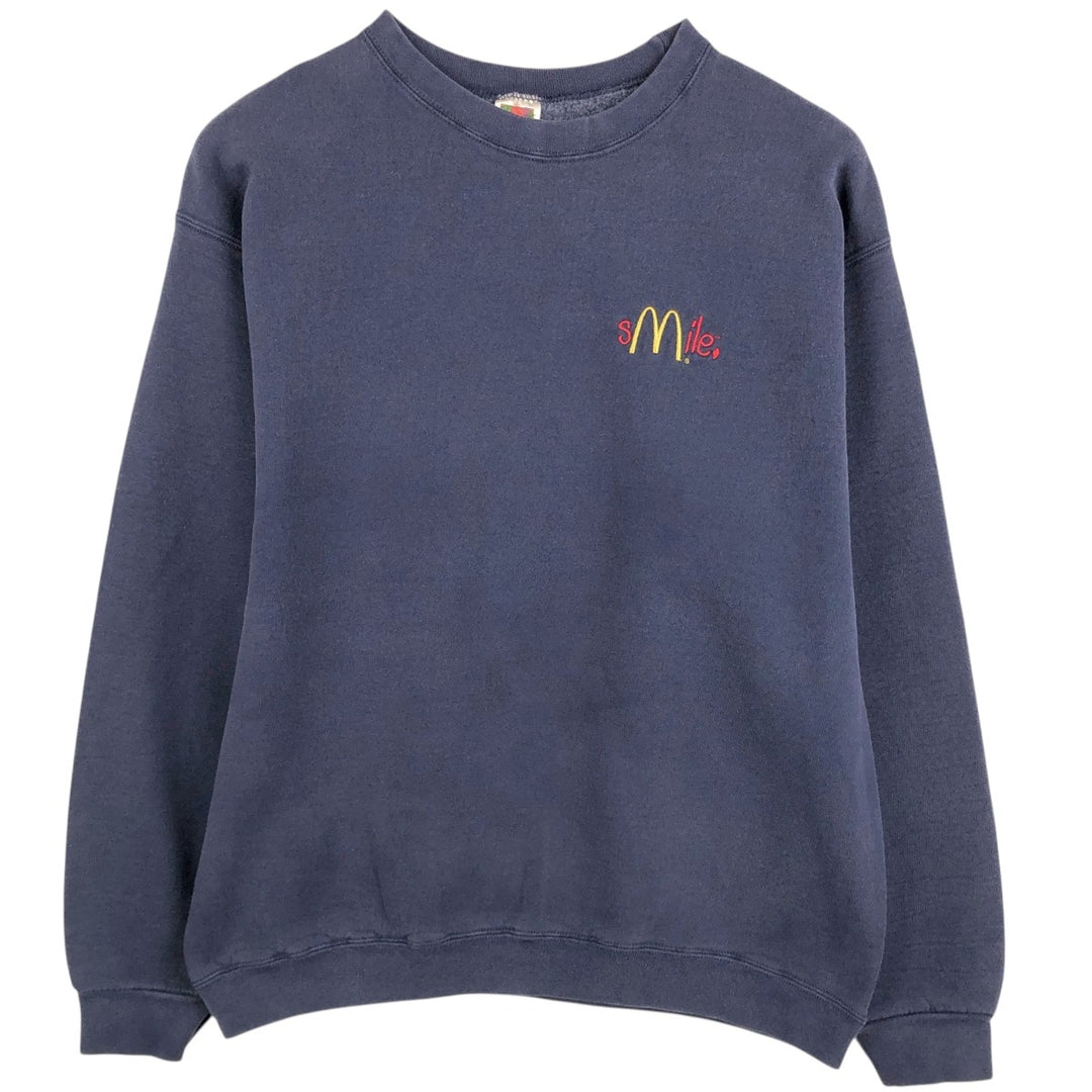 90'S Fruit of the Loom Cotton Advertising Sweatshirt, Men's Size XL (approx.), Vintage cotton navy blue type Vintage Second Hand