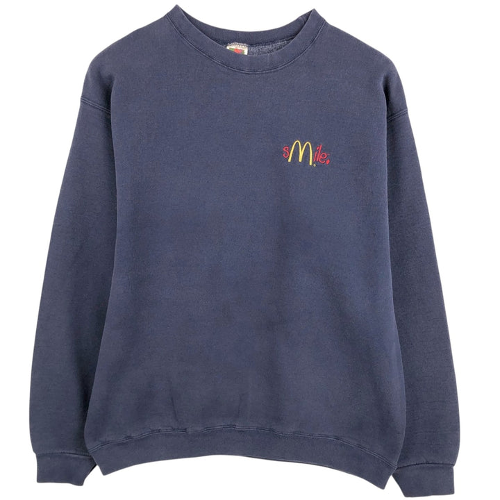 90'S Fruit of the Loom Cotton Advertising Sweatshirt, Men's Size XL (approx.), Vintage cotton navy blue type Vintage Second Hand