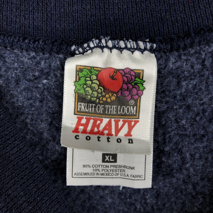 90'S Fruit of the Loom Cotton Advertising Sweatshirt, Men's Size XL (approx.), Vintage cotton navy blue type Vintage Second Hand