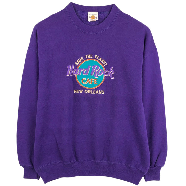 90'S JERSEYS Hard Rock Cafe Advertising Sweatshirt, Made in USA, Men's XL equivalent, Vintage cotton Purple type blue-purple Vintage Second Hand