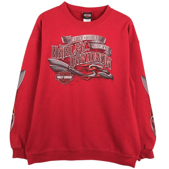 Harley-Davidson Advertising Sweatshirt, Men's L size cotton red type Vintage Second Hand