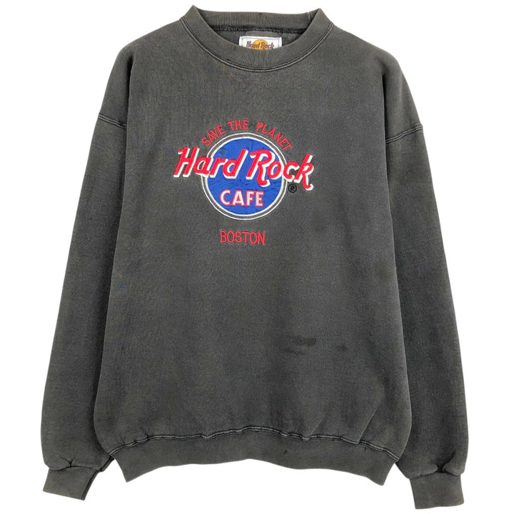 90'S Hard Rock Cafe Advertising Sweatshirt, Made in USA, Men's L, Vintage cotton Charcoal Vintage Second Hand