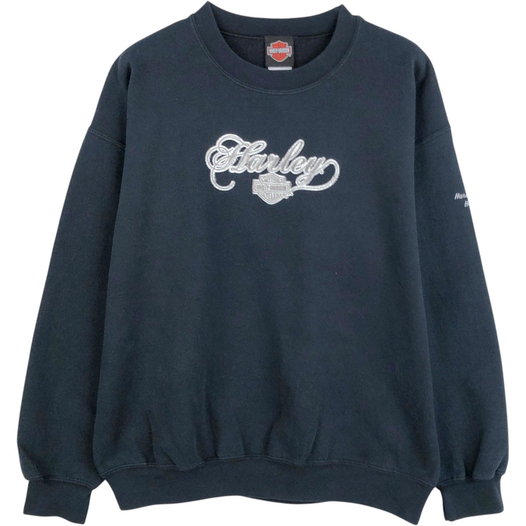 00'S Harley-Davidson Advertising Sweatshirt, Men's L size cotton black type Vintage Second Hand