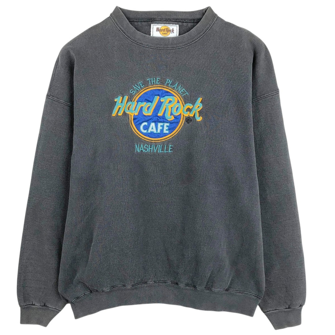 90'S Hard Rock Cafe Advertising Sweatshirt, Made in USA, Men's XL, Vintage cotton Charcoal Vintage Second Hand