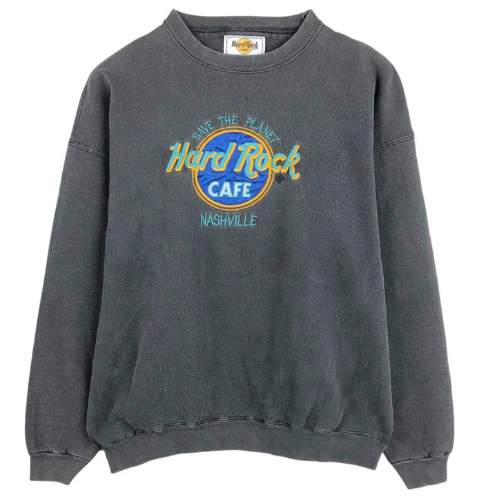 90'S Hard Rock Cafe Advertising Sweatshirt, Made in USA, Men's XL, Vintage cotton Charcoal Vintage Second Hand