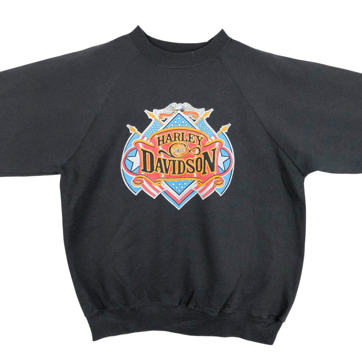 90'S Hanes Harley-Davidson Advertising Sweatshirt, Made in USA, Men's XL equivalent, Vintage cotton black type Vintage Second Hand