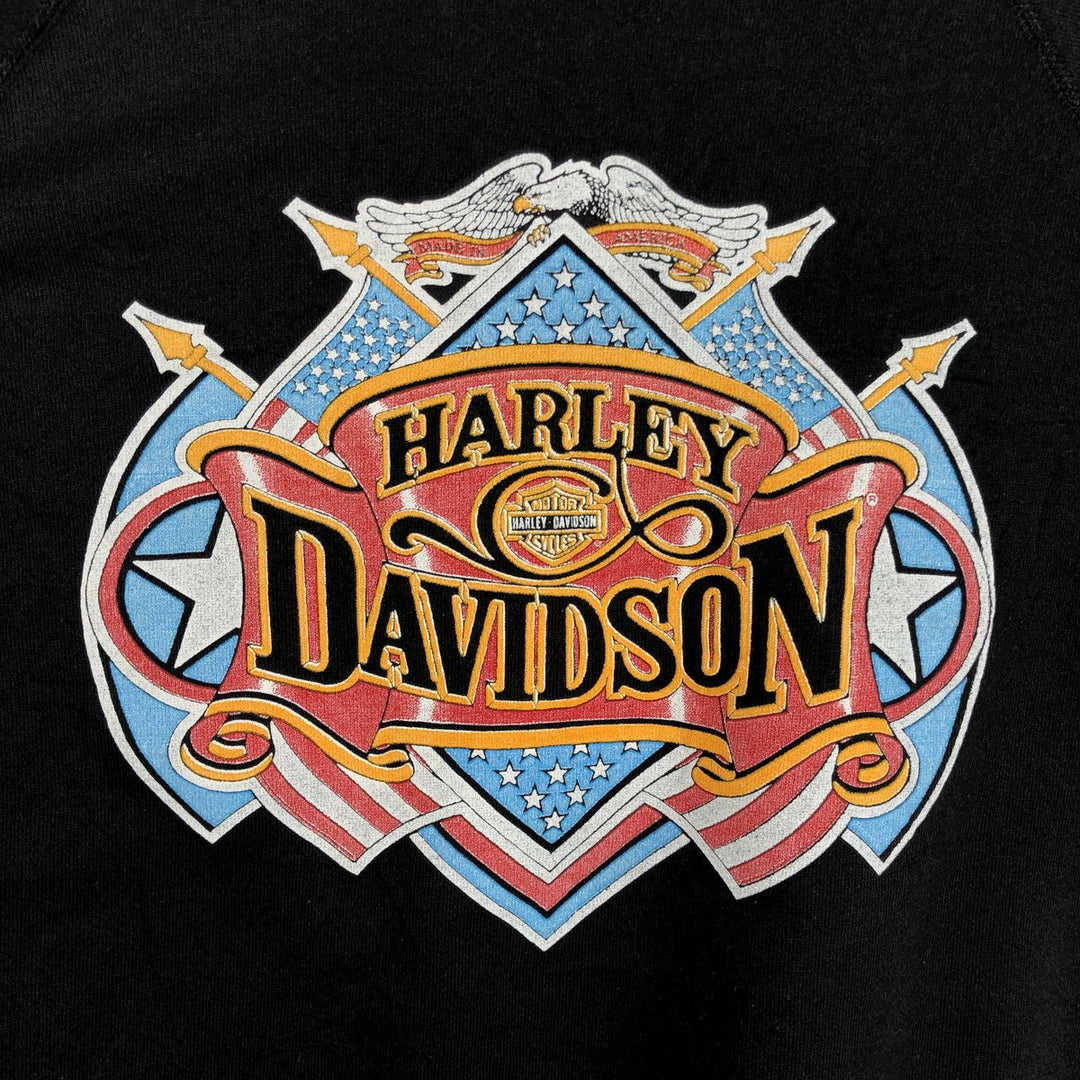 90'S Hanes Harley-Davidson Advertising Sweatshirt, Made in USA, Men's XL equivalent, Vintage cotton black type Vintage Second Hand