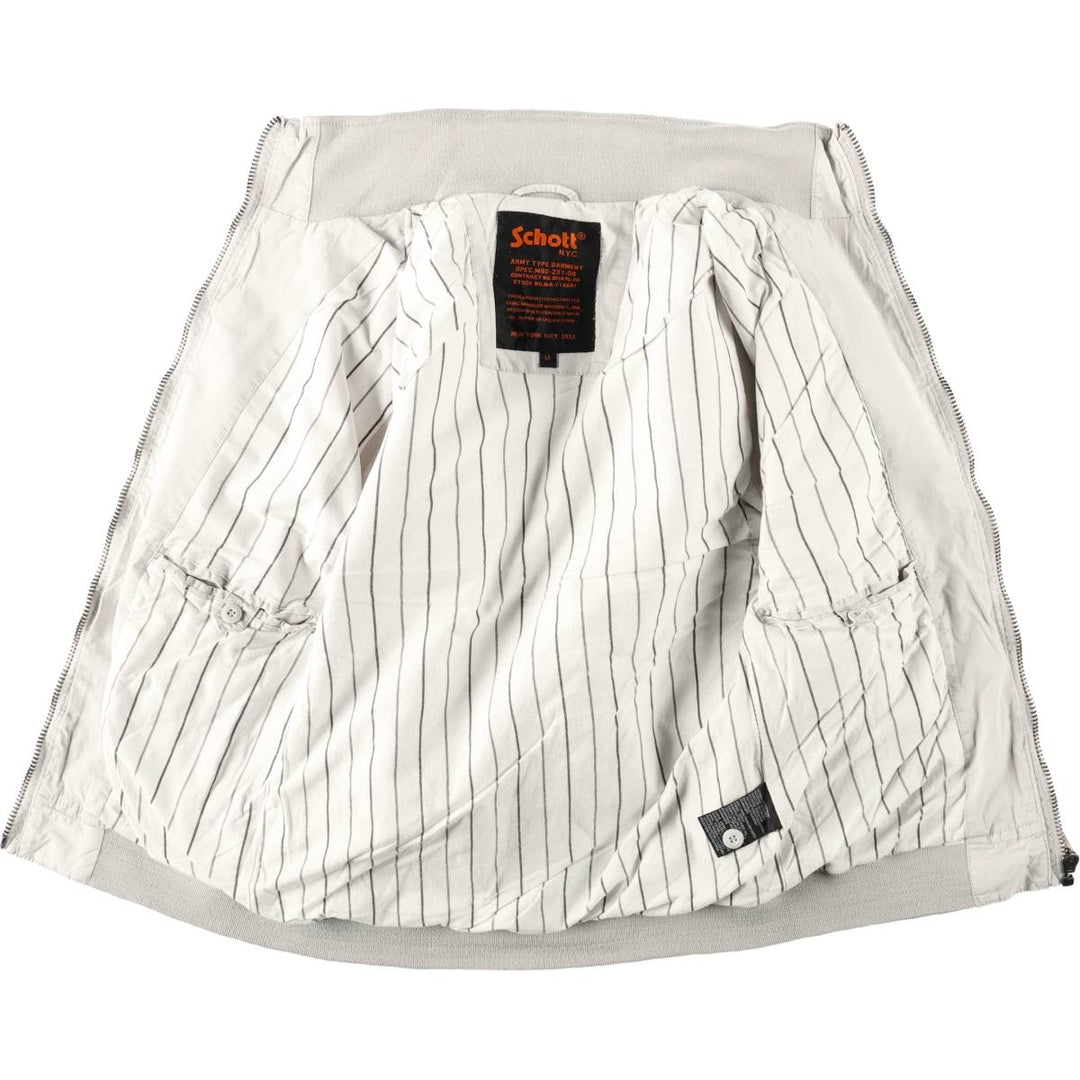 Schott Stand Collar Swing Top Sports Jacket, Men's Size M (approx.) cotton ivory Vintage Second Hand