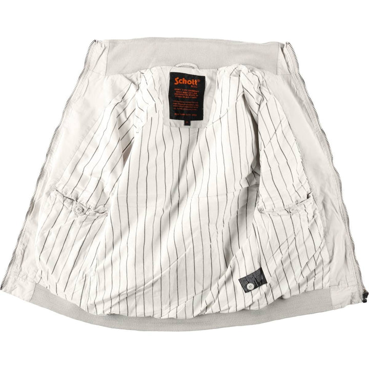 Schott Stand Collar Swing Top Sports Jacket, Men's Size M (approx.) cotton ivory Vintage Second Hand