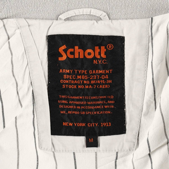 Schott Stand Collar Swing Top Sports Jacket, Men's Size M (approx.) cotton ivory Vintage Second Hand