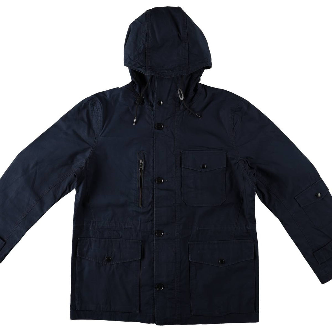 2000'S Banana Republic Hooded Military Utility Jacket, Men's Size L (approx.) cotton navy blue type Vintage Second Hand