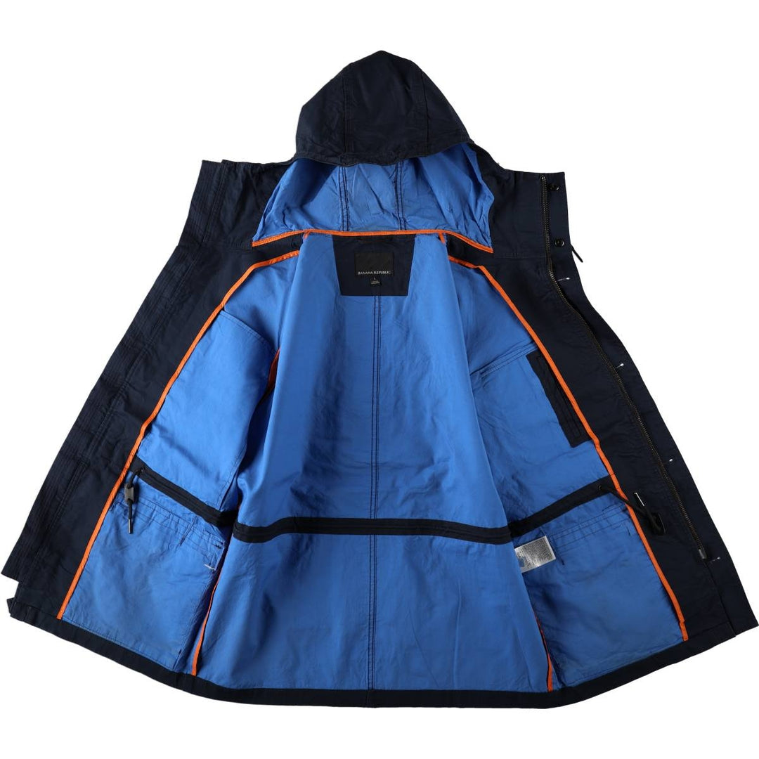 2000'S Banana Republic Hooded Military Utility Jacket, Men's Size L (approx.) cotton navy blue type Vintage Second Hand