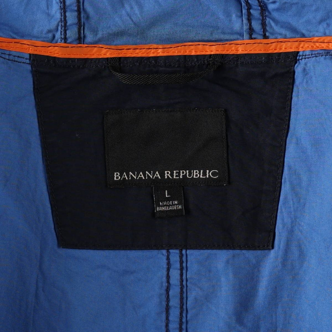 2000'S Banana Republic Hooded Military Utility Jacket, Men's Size L (approx.) cotton navy blue type Vintage Second Hand