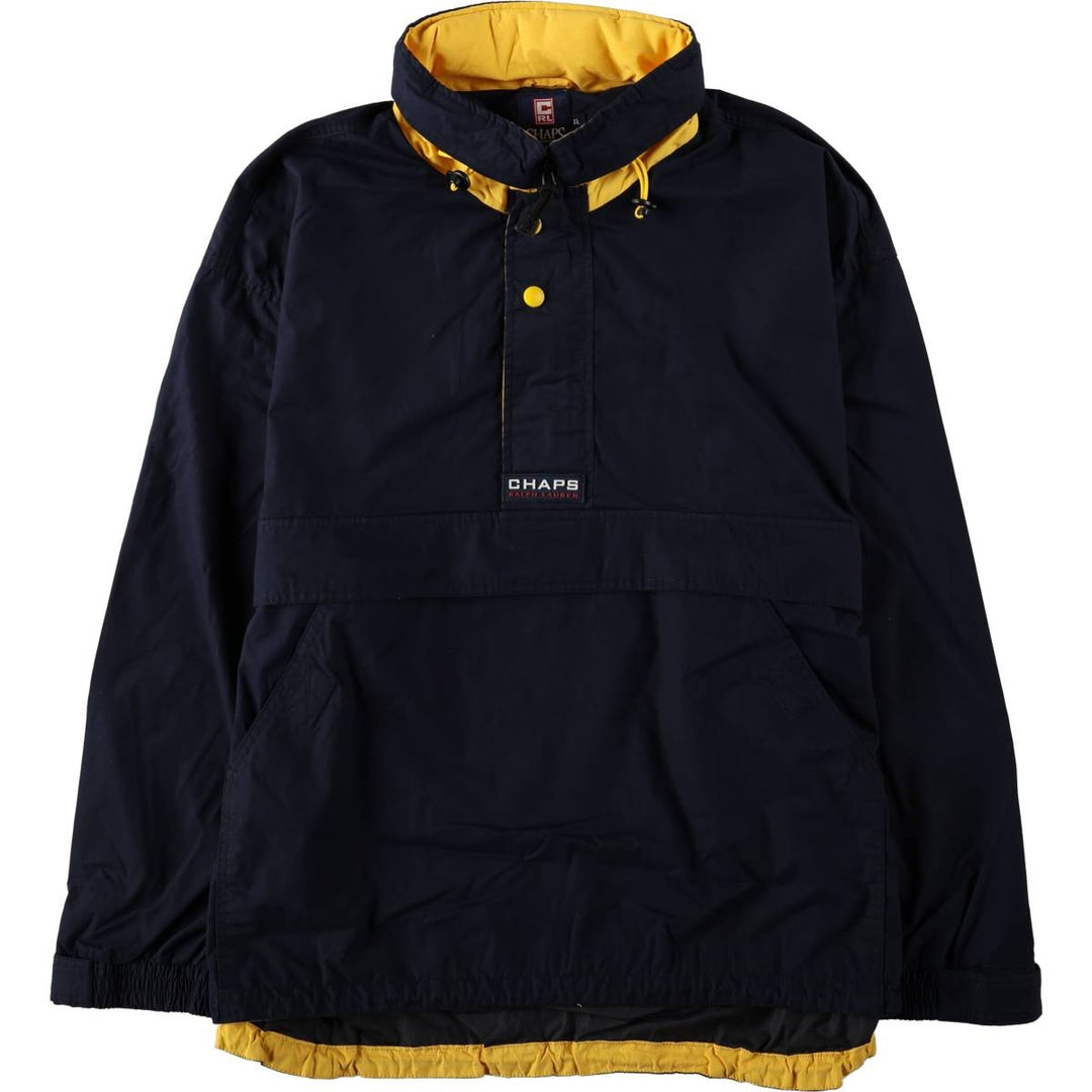Ralph Lauren CHAPS Half-Zip Anorak Jacket, Men's Size XL polyester navy blue type Vintage Second Hand