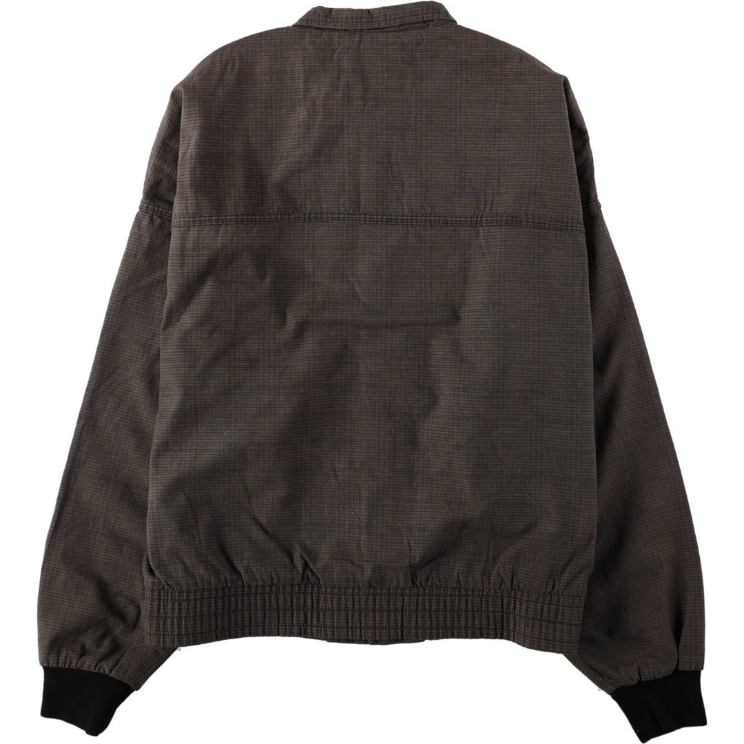 90s-era NO FEAR check pattern collared cotton jacket, made in USA, men's size L equivalent, vintage. cotton brown type Vintage Second Hand