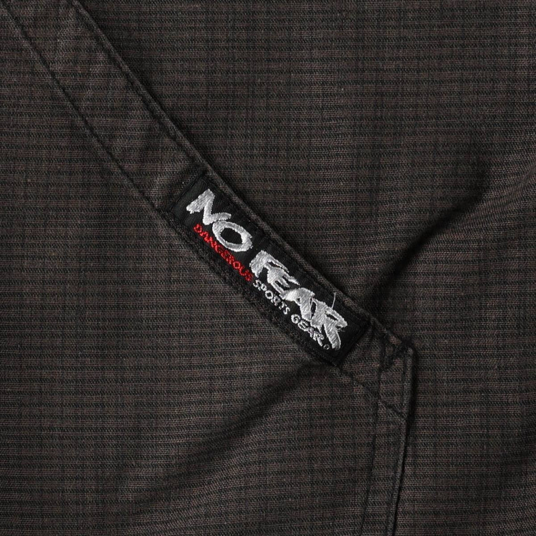 90s-era NO FEAR check pattern collared cotton jacket, made in USA, men's size L equivalent, vintage. cotton brown type Vintage Second Hand
