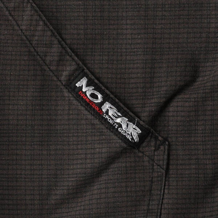 90s-era NO FEAR check pattern collared cotton jacket, made in USA, men's size L equivalent, vintage. cotton brown type Vintage Second Hand