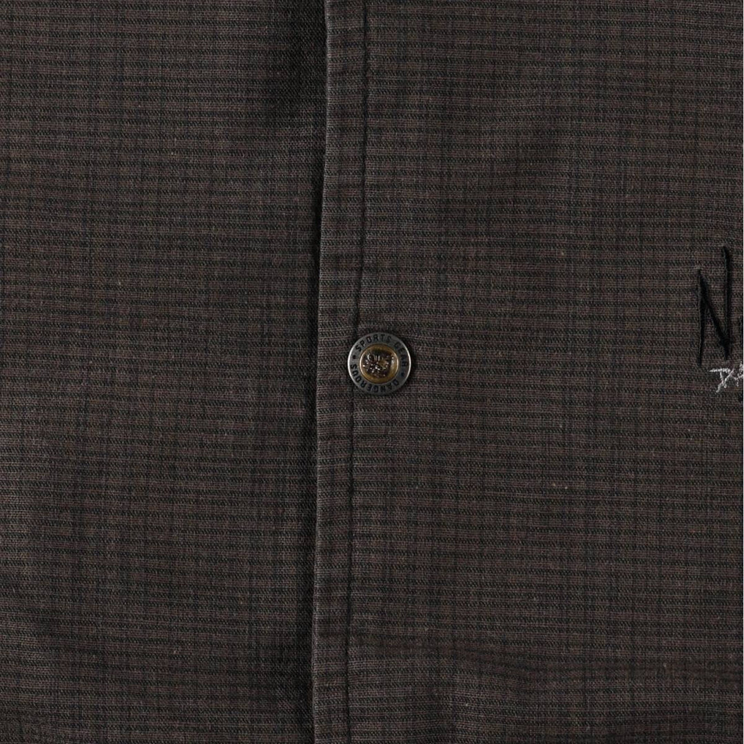 90s-era NO FEAR check pattern collared cotton jacket, made in USA, men's size L equivalent, vintage. cotton brown type Vintage Second Hand
