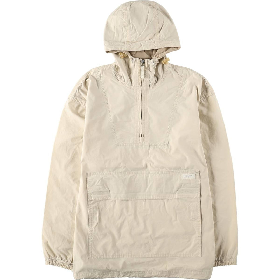 1990'S Ralph Lauren POLO SPORT Half-Zip Anorak Parka, Men's Size S (approx.), Vintage cotton ivory Vintage Second Hand