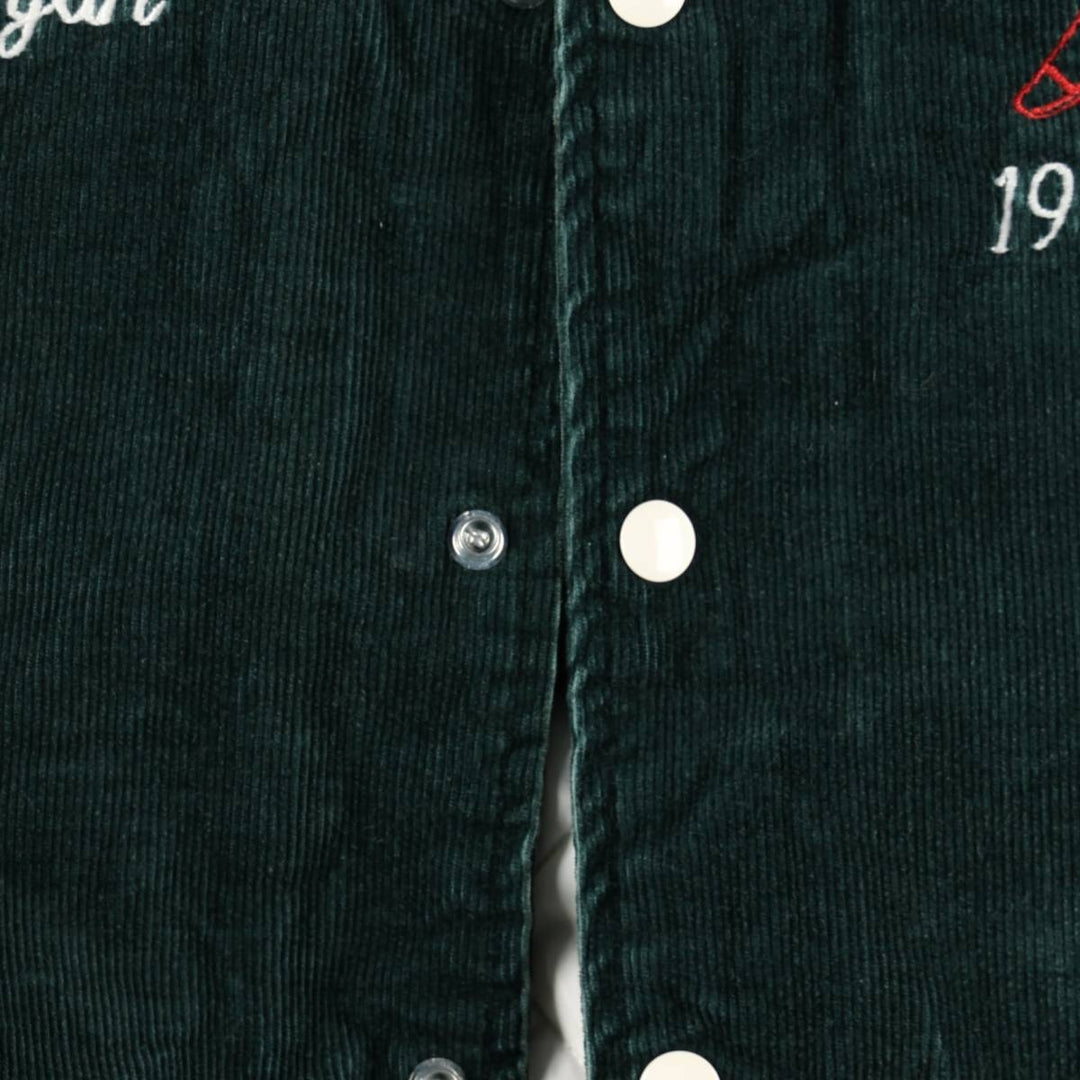 RENNOC Corduroy Button-Up Varsity Jacket, Made in USA, Men's Size L polyester green type Vintage Second Hand