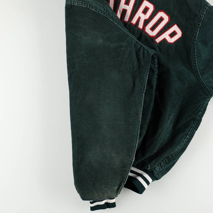 RENNOC Corduroy Button-Up Varsity Jacket, Made in USA, Men's Size L polyester green type Vintage Second Hand