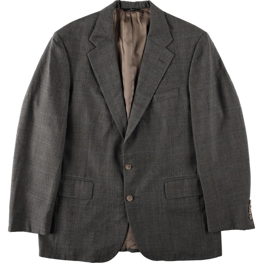 ~90'S Ralph Lauren CHAPS Check Pattern Wool Tailored Jacket, Made in USA, Men's Size L (approx.) wool Charcoal Vintage Second Hand