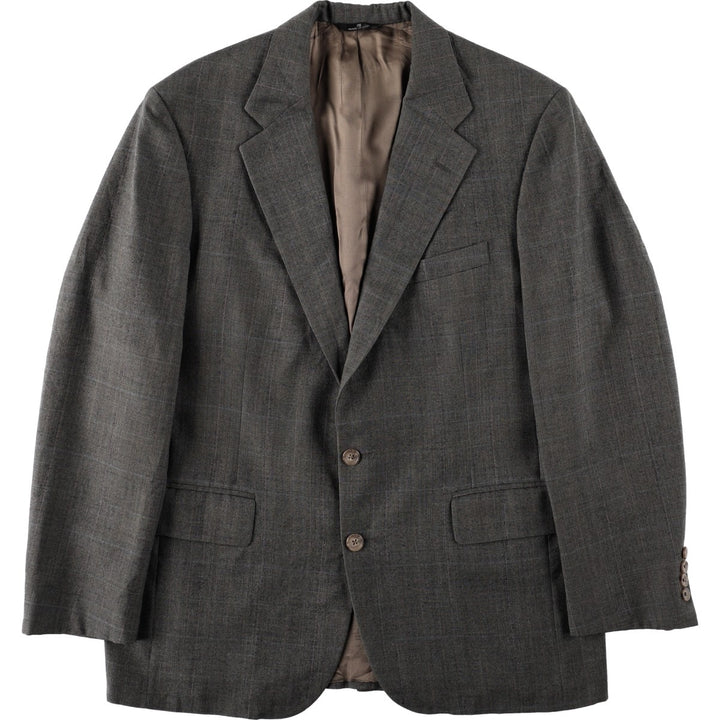 ~90'S Ralph Lauren CHAPS Check Pattern Wool Tailored Jacket, Made in USA, Men's Size L (approx.) wool Charcoal Vintage Second Hand