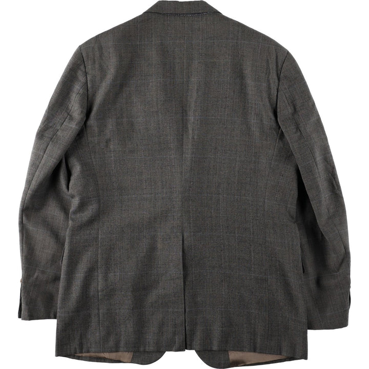 ~90'S Ralph Lauren CHAPS Check Pattern Wool Tailored Jacket, Made in USA, Men's Size L (approx.) wool Charcoal Vintage Second Hand