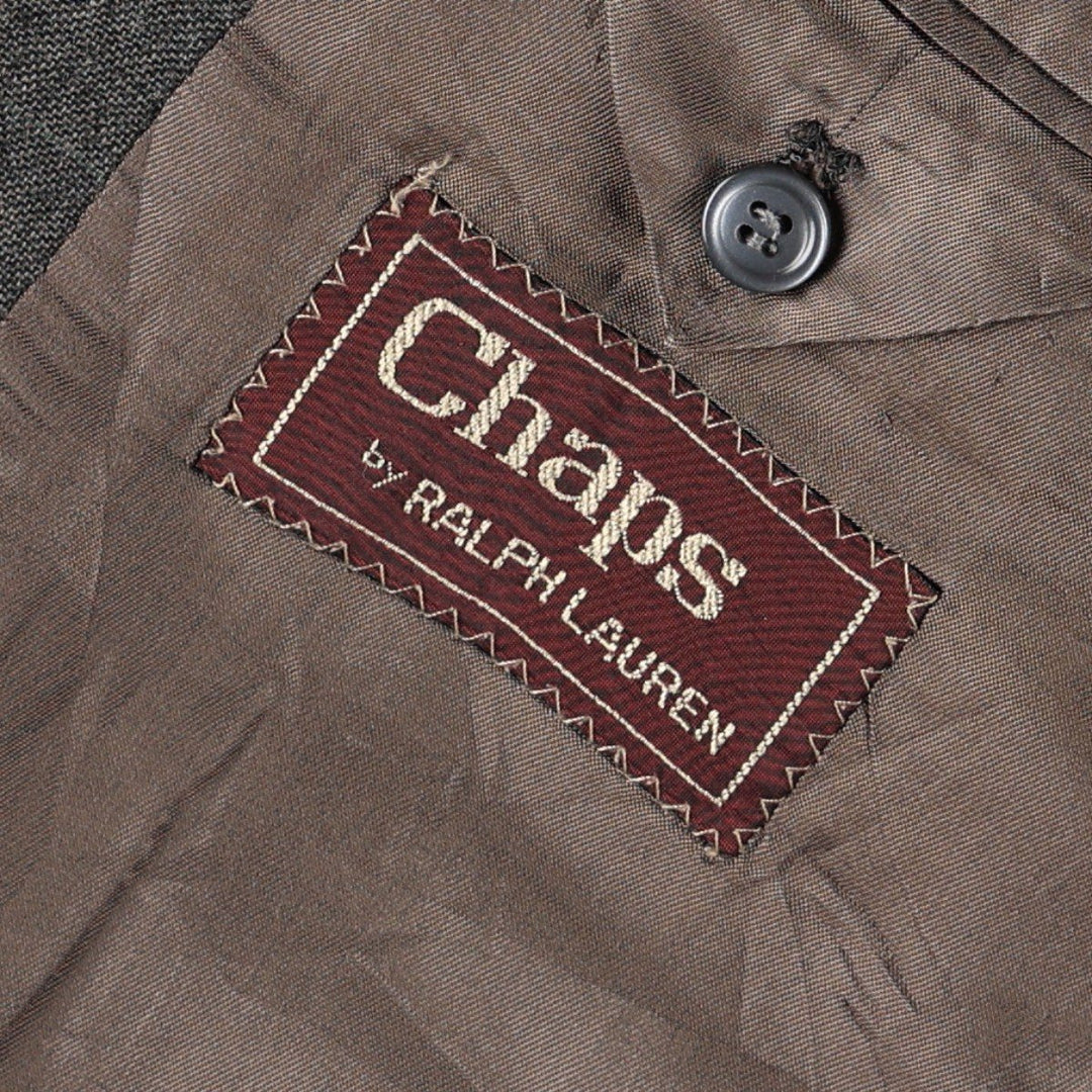 ~90'S Ralph Lauren CHAPS Check Pattern Wool Tailored Jacket, Made in USA, Men's Size L (approx.) wool Charcoal Vintage Second Hand