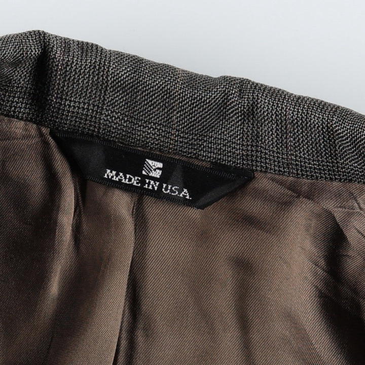 ~90'S Ralph Lauren CHAPS Check Pattern Wool Tailored Jacket, Made in USA, Men's Size L (approx.) wool Charcoal Vintage Second Hand