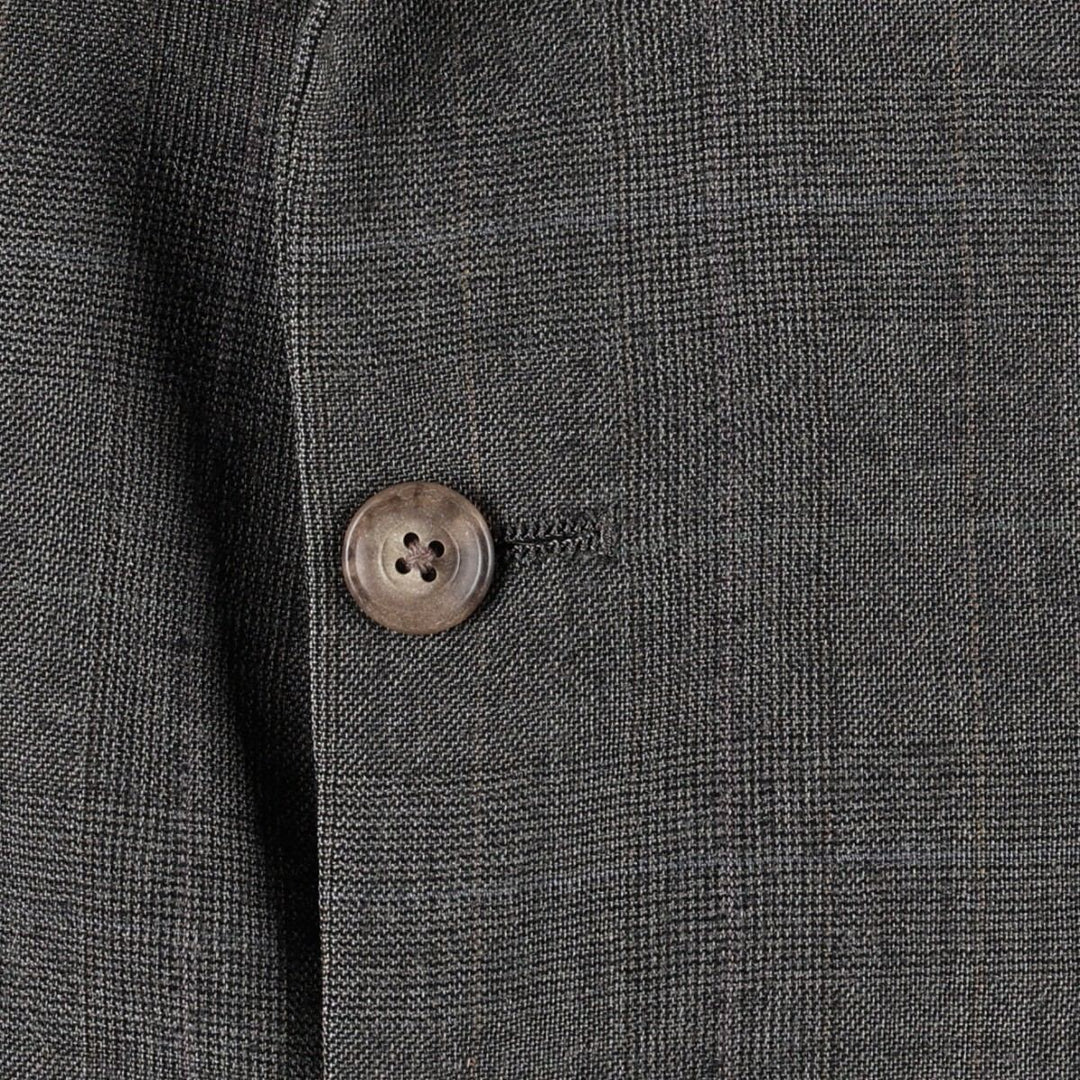 ~90'S Ralph Lauren CHAPS Check Pattern Wool Tailored Jacket, Made in USA, Men's Size L (approx.) wool Charcoal Vintage Second Hand