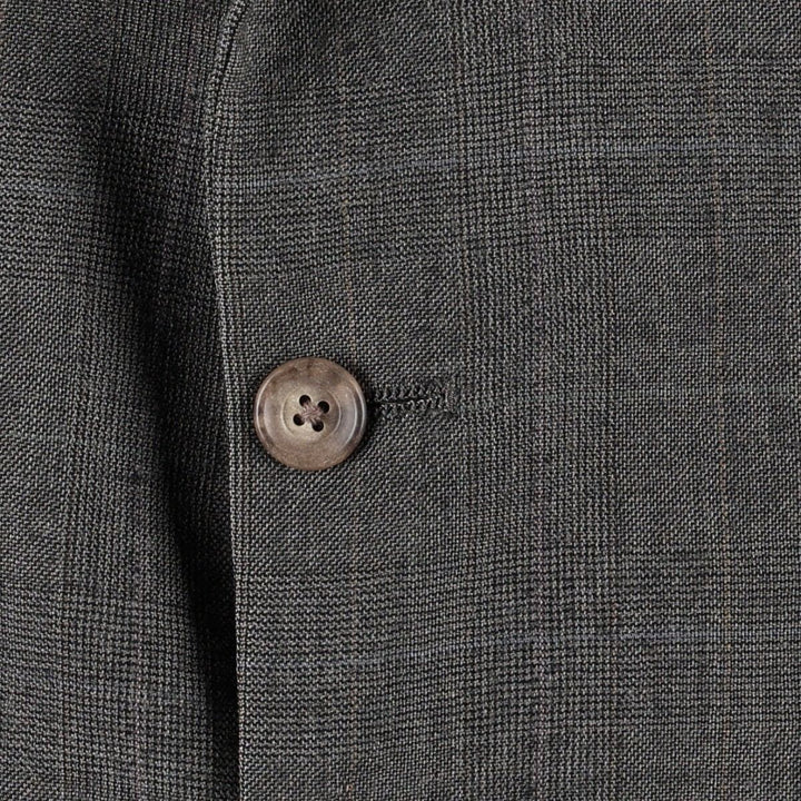 ~90'S Ralph Lauren CHAPS Check Pattern Wool Tailored Jacket, Made in USA, Men's Size L (approx.) wool Charcoal Vintage Second Hand
