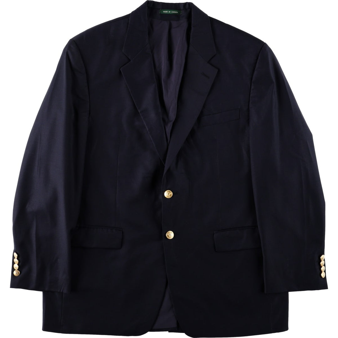 Ralph Lauren LAUREN Navy Blazer, Tailored Jacket, Made in Canada, Men's Size L wool navy blue type Vintage Second Hand