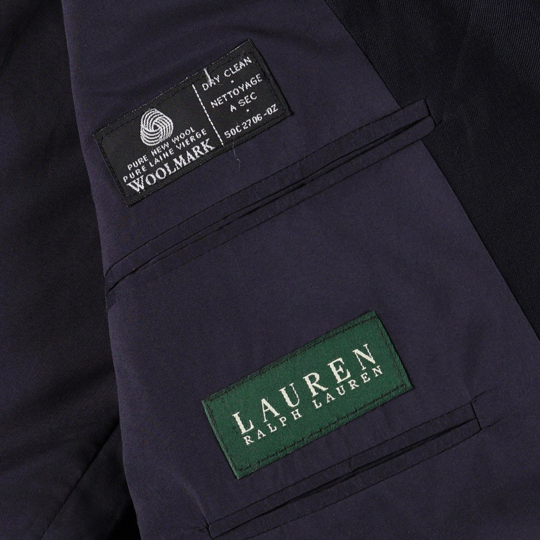 Ralph Lauren LAUREN Navy Blazer, Tailored Jacket, Made in Canada, Men's Size L wool navy blue type Vintage Second Hand