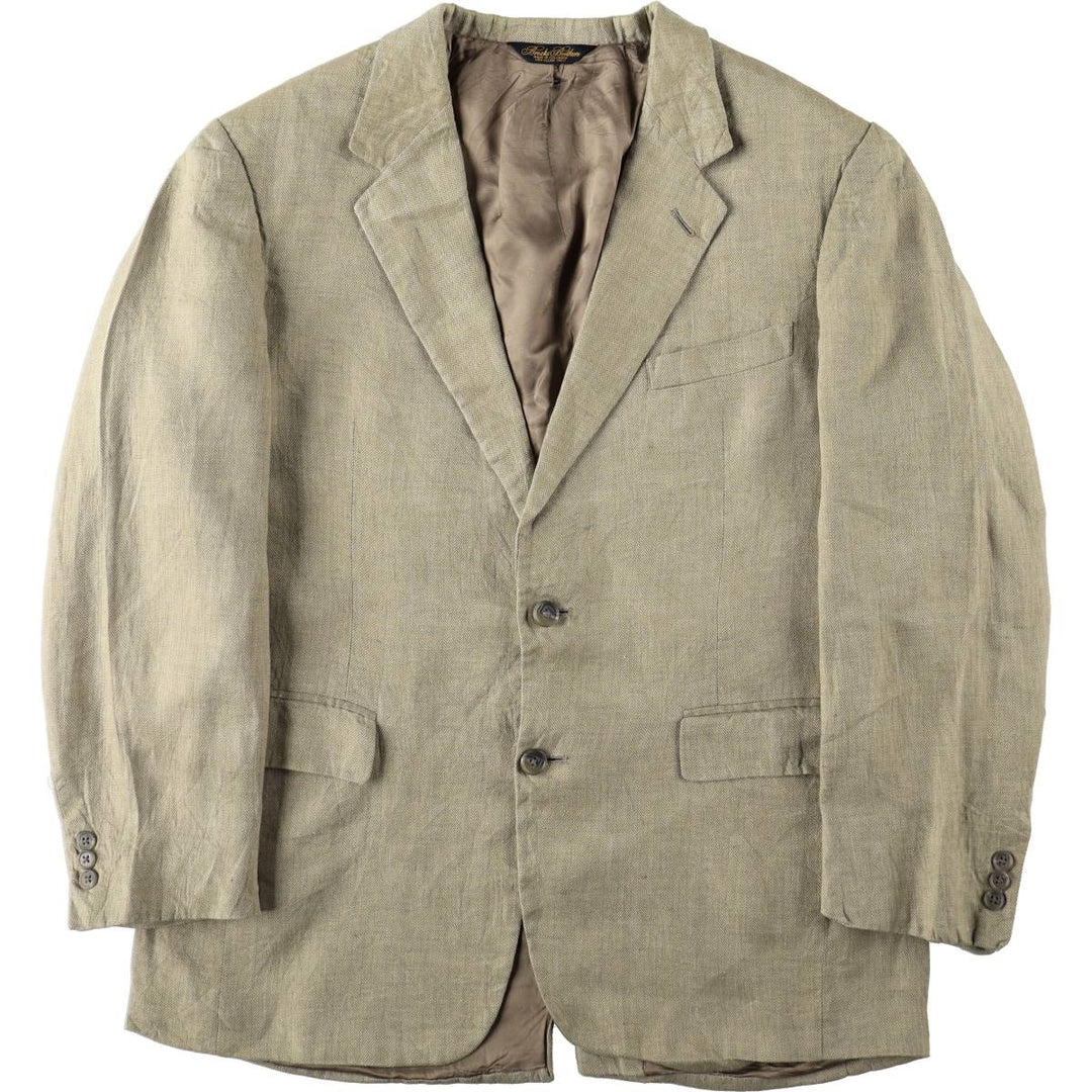 Brooks Brothers herringbone linen tailored jacket, men's size M (approx.) linen Khaki type Vintage Second Hand