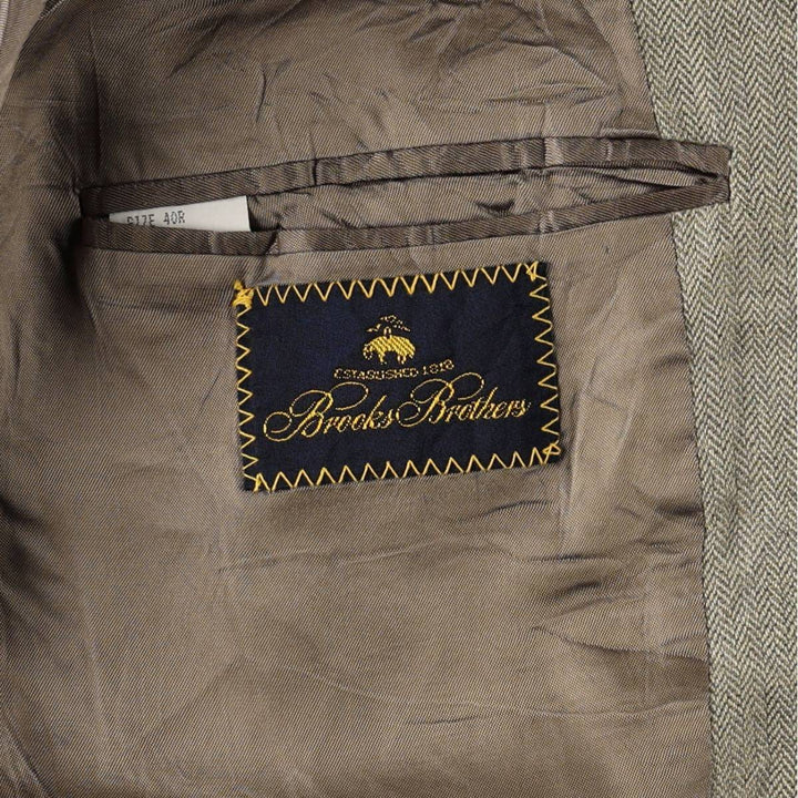Brooks Brothers herringbone linen tailored jacket, men's size M (approx.) linen Khaki type Vintage Second Hand