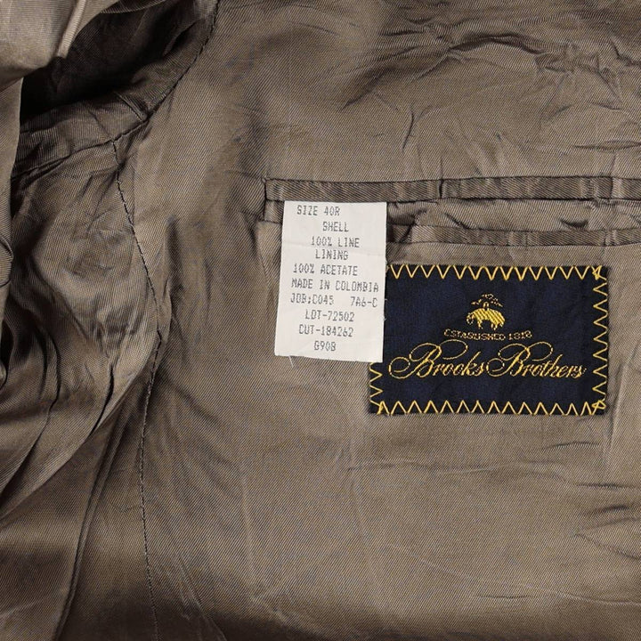 Brooks Brothers herringbone linen tailored jacket, men's size M (approx.) linen Khaki type Vintage Second Hand
