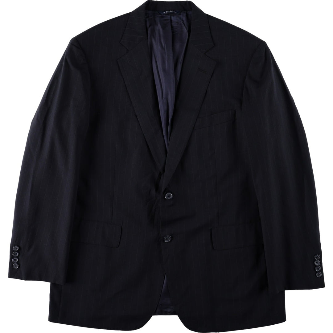 Brooks Brothers BROOKSEASE Stripe Pattern Wool Tailored Jacket, Made in USA, Men's Size L (approx.) wool navy blue type Vintage Second Hand