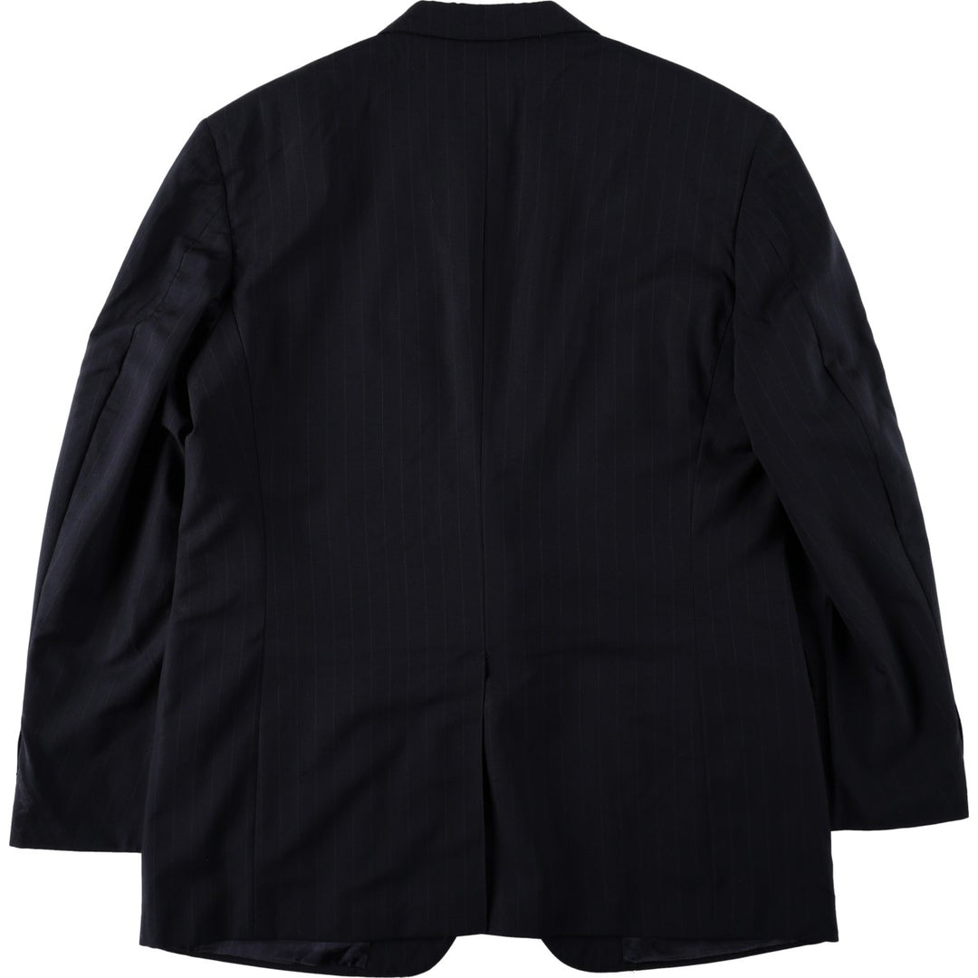 Brooks Brothers BROOKSEASE Stripe Pattern Wool Tailored Jacket, Made in USA, Men's Size L (approx.) wool navy blue type Vintage Second Hand