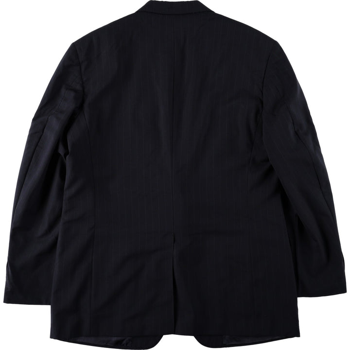 Brooks Brothers BROOKSEASE Stripe Pattern Wool Tailored Jacket, Made in USA, Men's Size L (approx.) wool navy blue type Vintage Second Hand