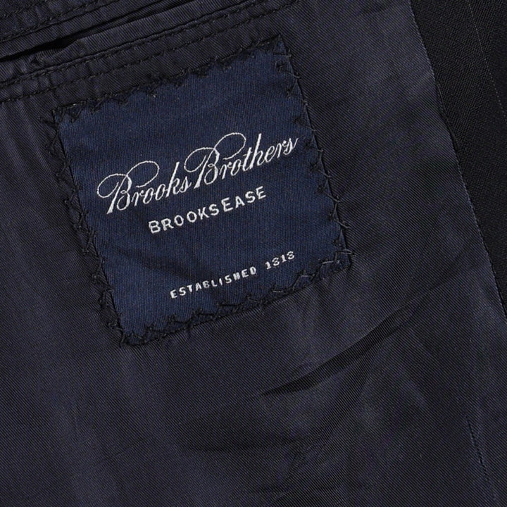 Brooks Brothers BROOKSEASE Stripe Pattern Wool Tailored Jacket, Made in USA, Men's Size L (approx.) wool navy blue type Vintage Second Hand