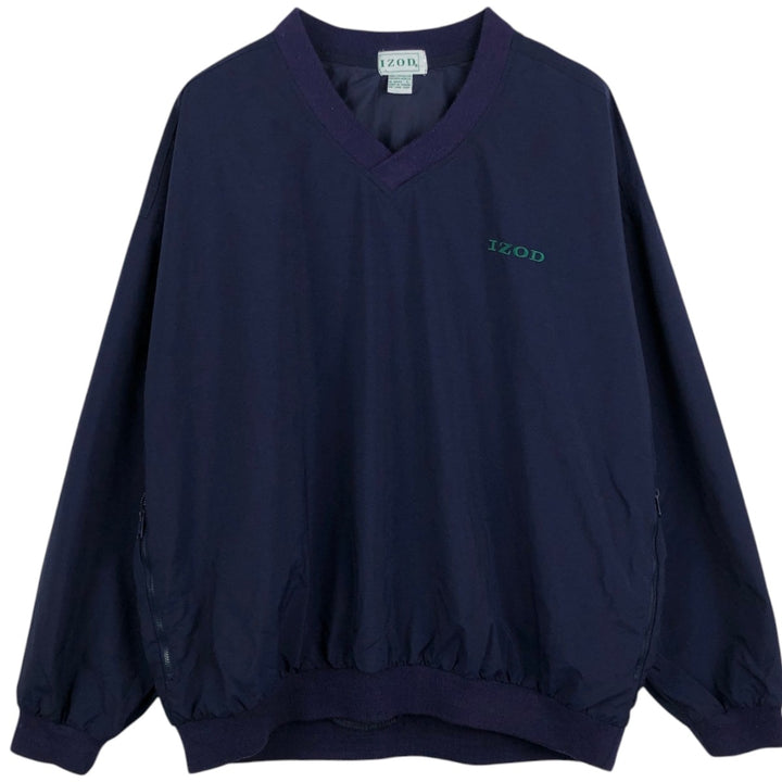 90'S IZOD V-neck nylon pullover, men's size L equivalent, vintage. Nylon navy blue type Vintage Second Hand