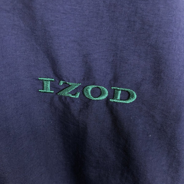 90'S IZOD V-neck nylon pullover, men's size L equivalent, vintage. Nylon navy blue type Vintage Second Hand