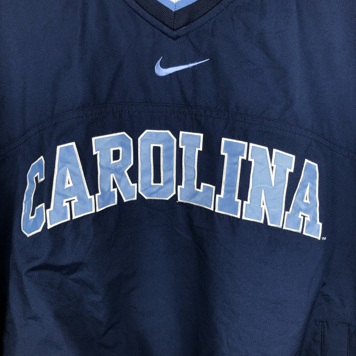 2000'S Nike TEAM NORTH CAROLINA University of North Carolina V-neck College Warm-up Pullover (Men's XL equivalent) polyester navy blue type Vintage Second Hand