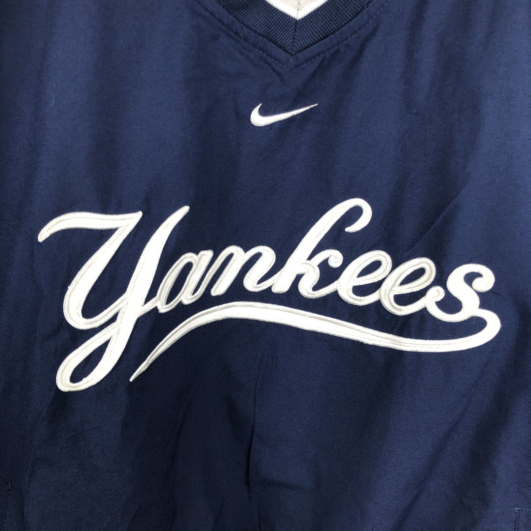 2000'S Nike Team MLB New York Yankees V-neck Warm-up Pullover (Men's Size M) polyester navy blue type Vintage Second Hand