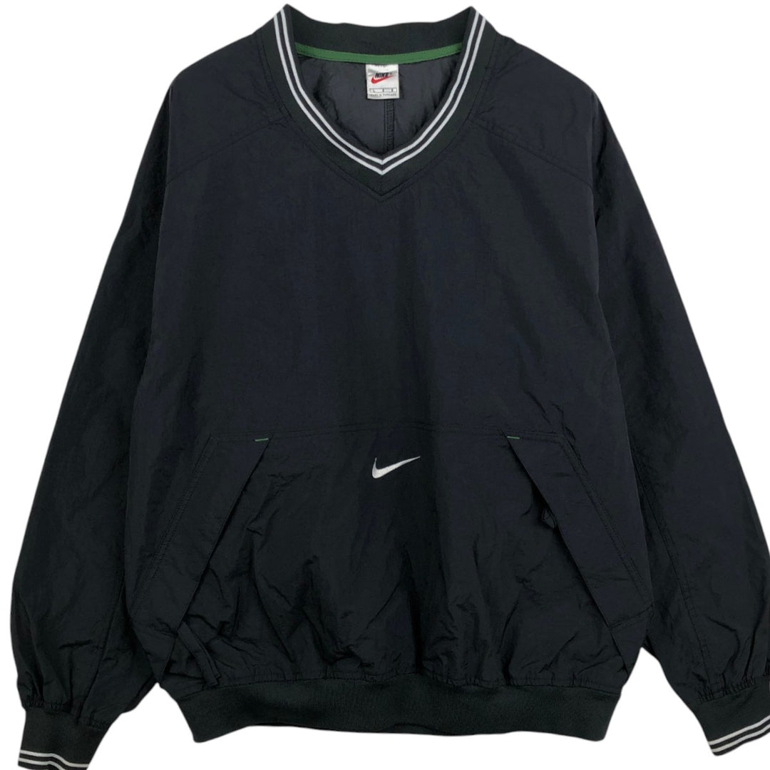 90'S Nike V-neck nylon pullover, men's size L, vintage Nylon black type Vintage Second Hand