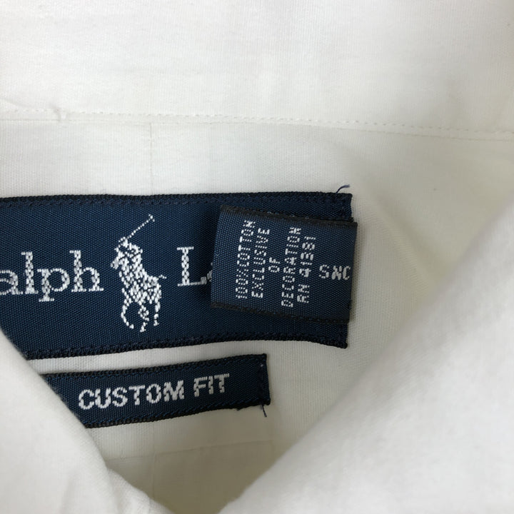 Ralph Lauren CUSTOM FIT long sleeve button down shirt, men's size L cotton white type Vintage Second Hand