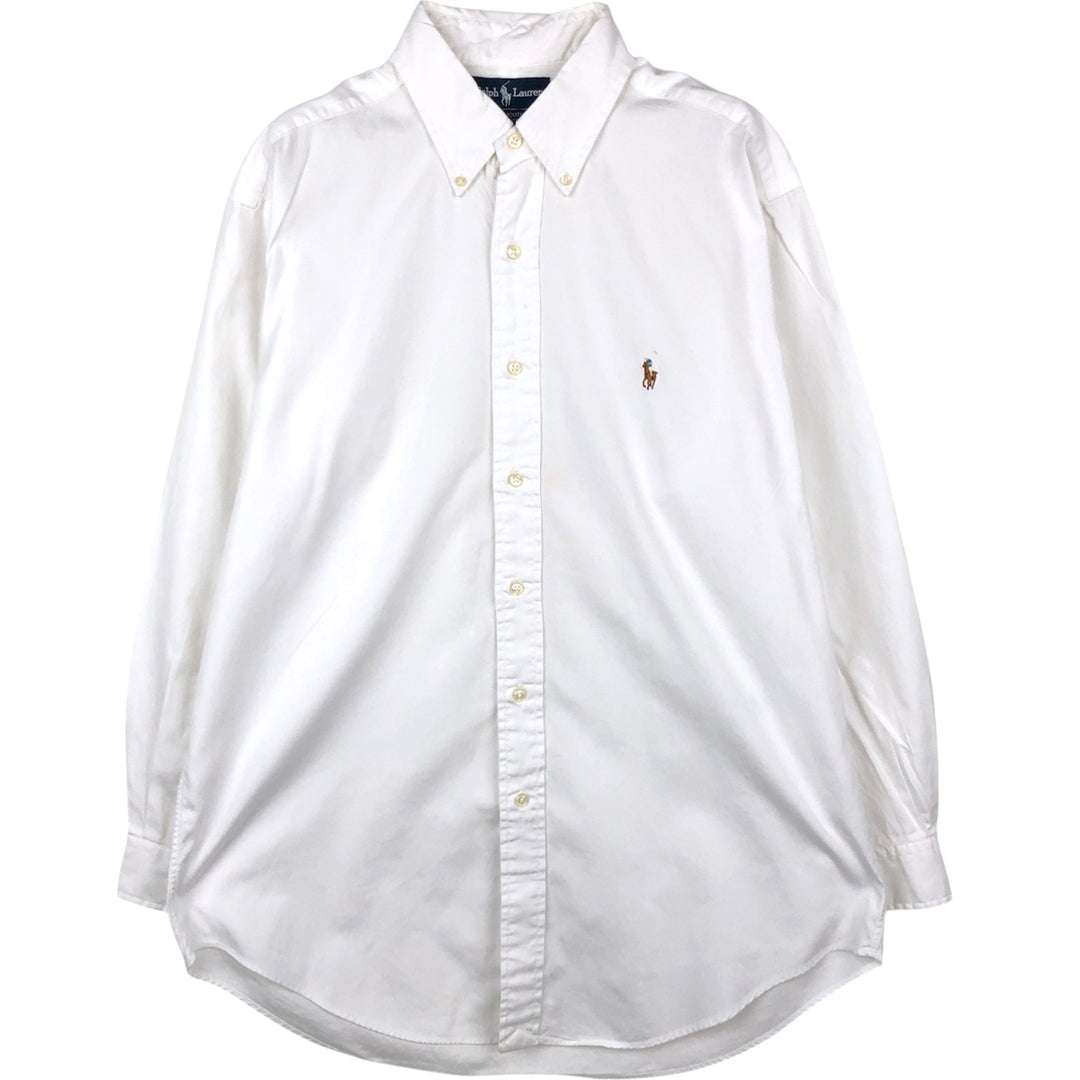 Ralph Lauren YARMOUTH long sleeve button down shirt, men's size L cotton white type Vintage Second Hand