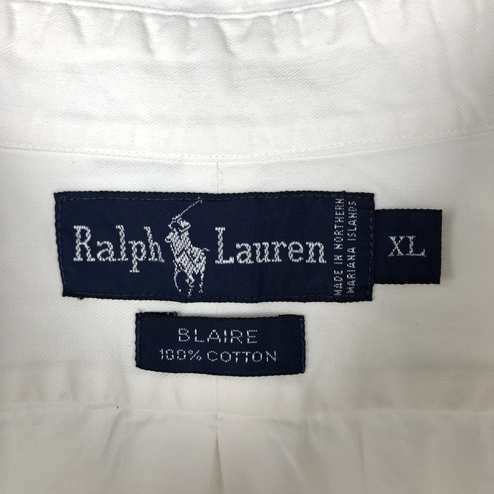 Ralph Lauren BLAIRE long sleeve button down shirt, men's XL size cotton white type Vintage Second Hand